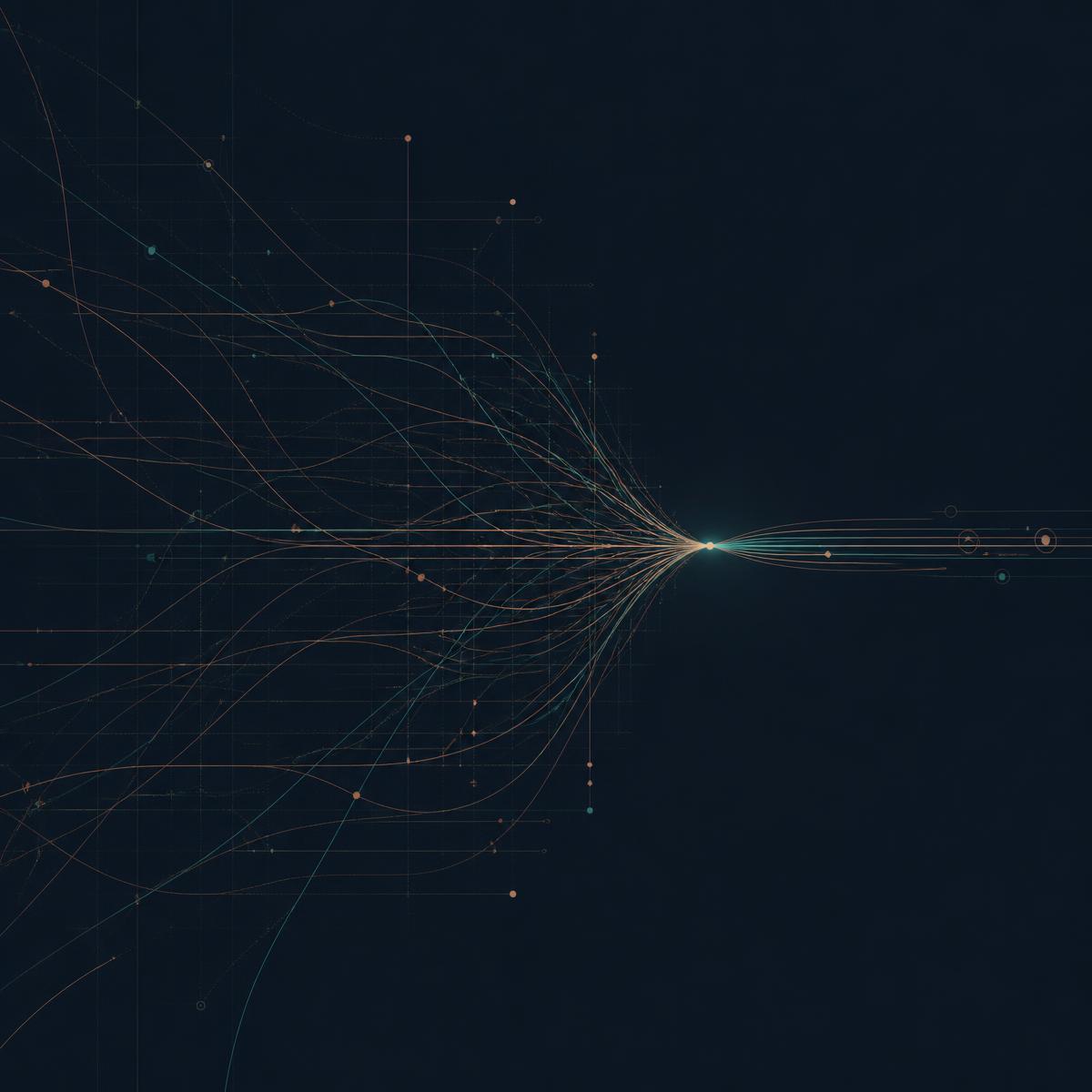 Abstract network of pathways converging into a single point of clarity
